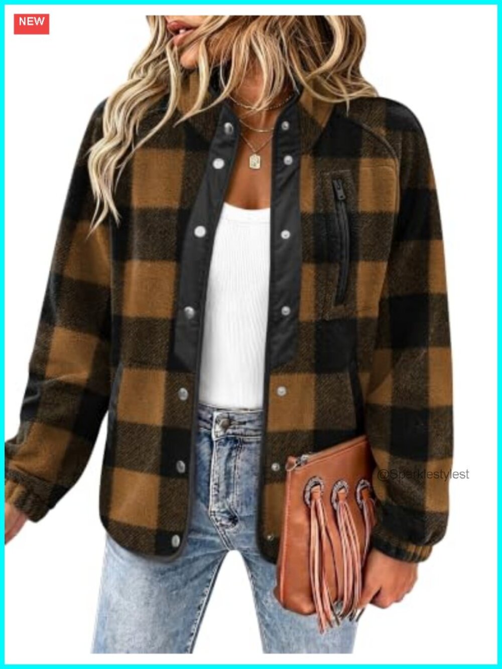 Women's Fleece Jacket Aztec Print Snap Button Down Lightweight Cozy Coat